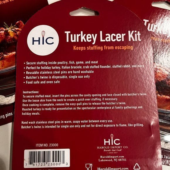 Turkey Lacer Kit 3 Pack with Pins and Twine for Poultry and Stuffed Dishes - Picture 5 of 7